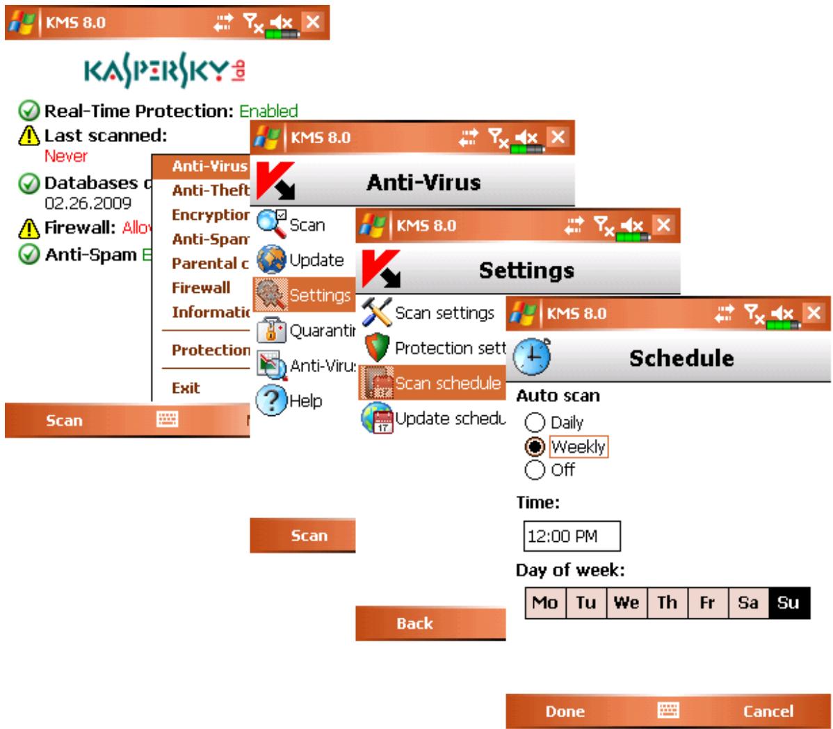KASPERSKY LAB MOBILE SECURITY 8.0 - CONFIGURING A SCHEDULED SCAN START - 1