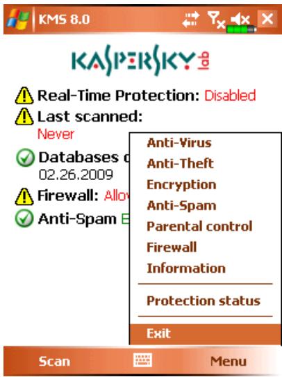 KASPERSKY LAB MOBILE SECURITY 8.0 - UNINSTALLING THE PROGRAM - 1