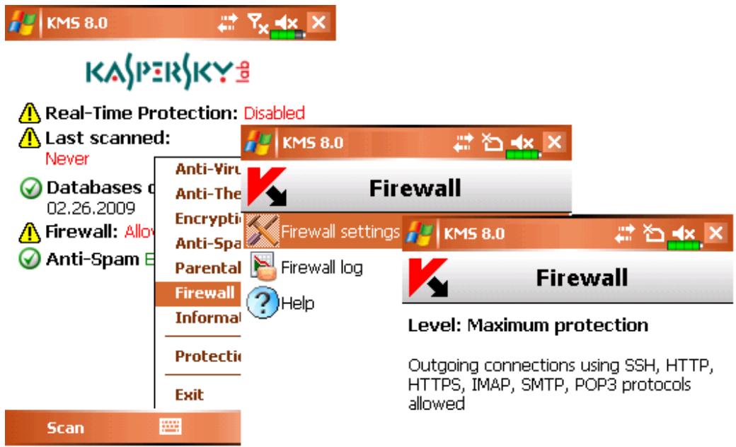 KASPERSKY LAB MOBILE SECURITY 8.0 - SELECTING THE FIREWALL SECURITY LEVEL - 1
