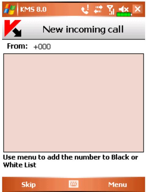 KASPERSKY LAB MOBILE SECURITY 8.0 - SELECTING AN ACTION TO BE PERFORMED WITH INCOMING CALLS - 1