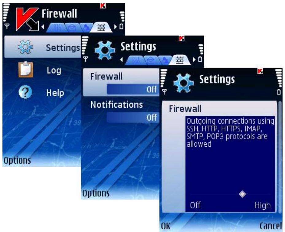 KASPERSKY LAB MOBILE SECURITY 8.0 - SELECTING FIREWALL SECURITY LEVEL - 1