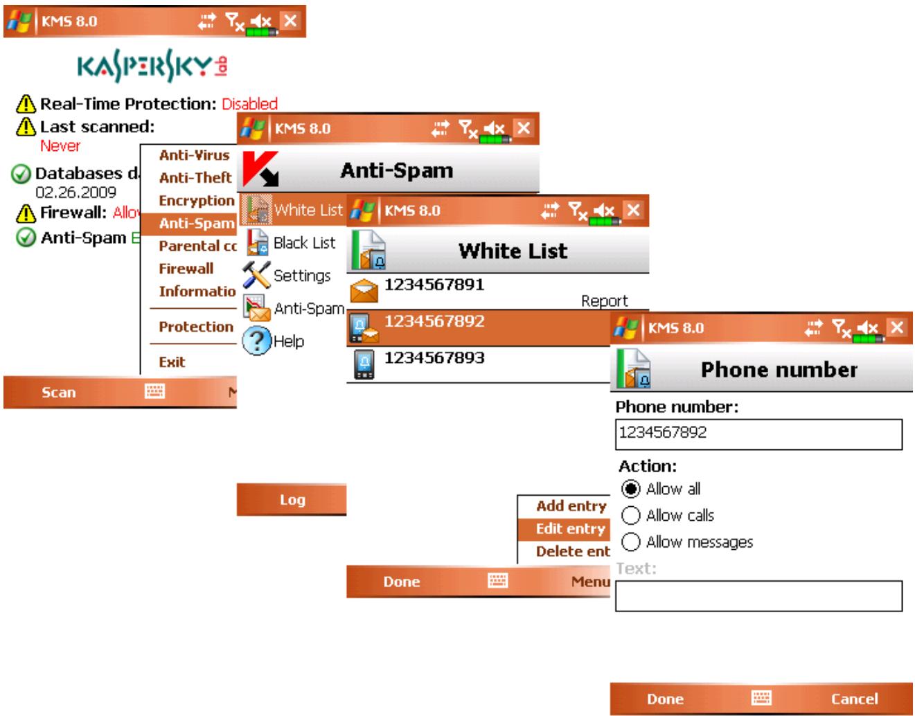 KASPERSKY LAB MOBILE SECURITY 8.0 - Editing an existing entry - 1