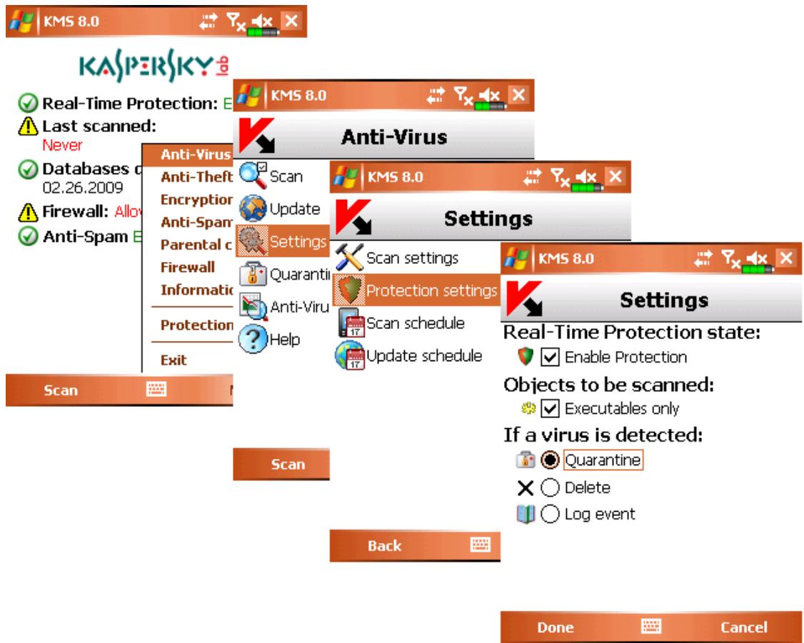 KASPERSKY LAB MOBILE SECURITY 8.0 - SELECTING AN ACTION TO BE PERFORMED WITH OBJECTS - 1