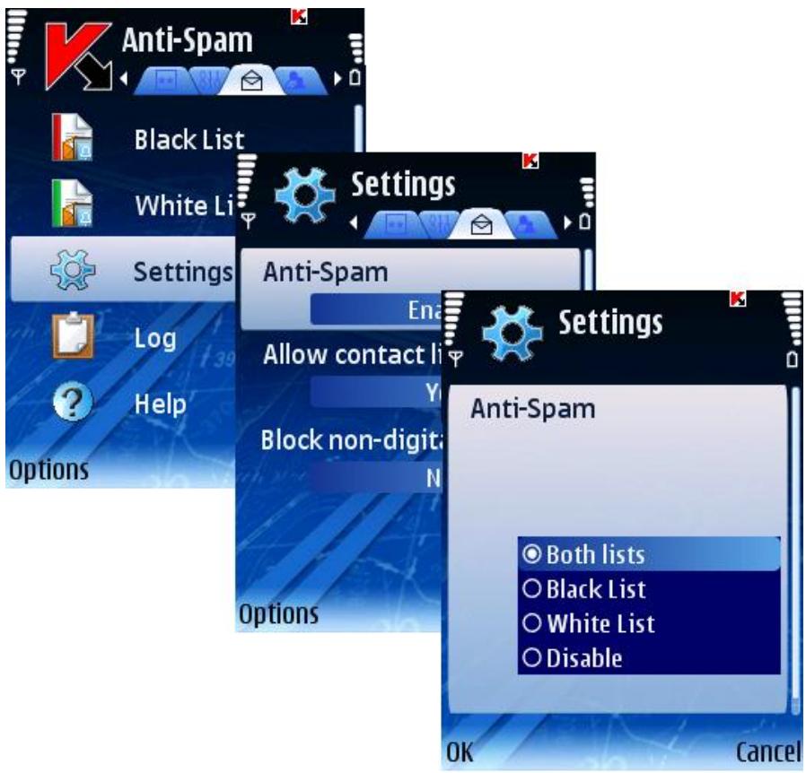 KASPERSKY LAB MOBILE SECURITY 8.0 - ANTI-SPAM MODES - 1