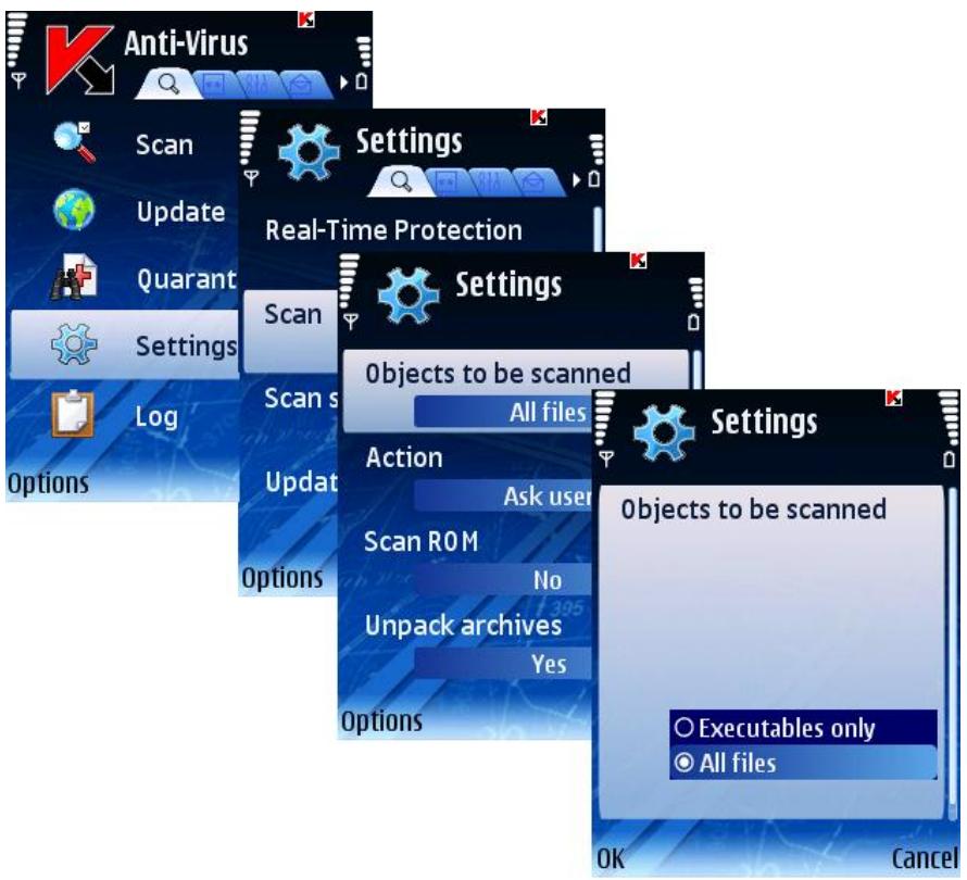 KASPERSKY LAB MOBILE SECURITY 8.0 - SELECTING OBJECTS TO BE SCANNED - 1