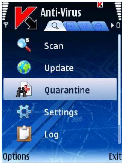 KASPERSKY LAB MOBILE SECURITY 8.0 - VIEWING QUARANTINED OBJECTS - 1