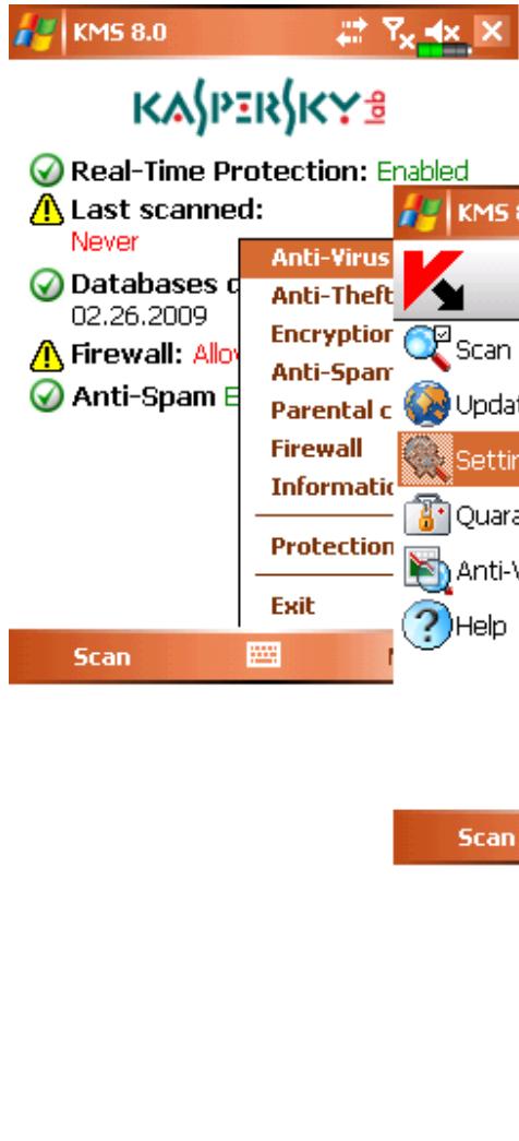 KASPERSKY LAB MOBILE SECURITY 8.0 - SELECTING AN ACTION TO BE PERFORMED WITH OBJECTS - 1