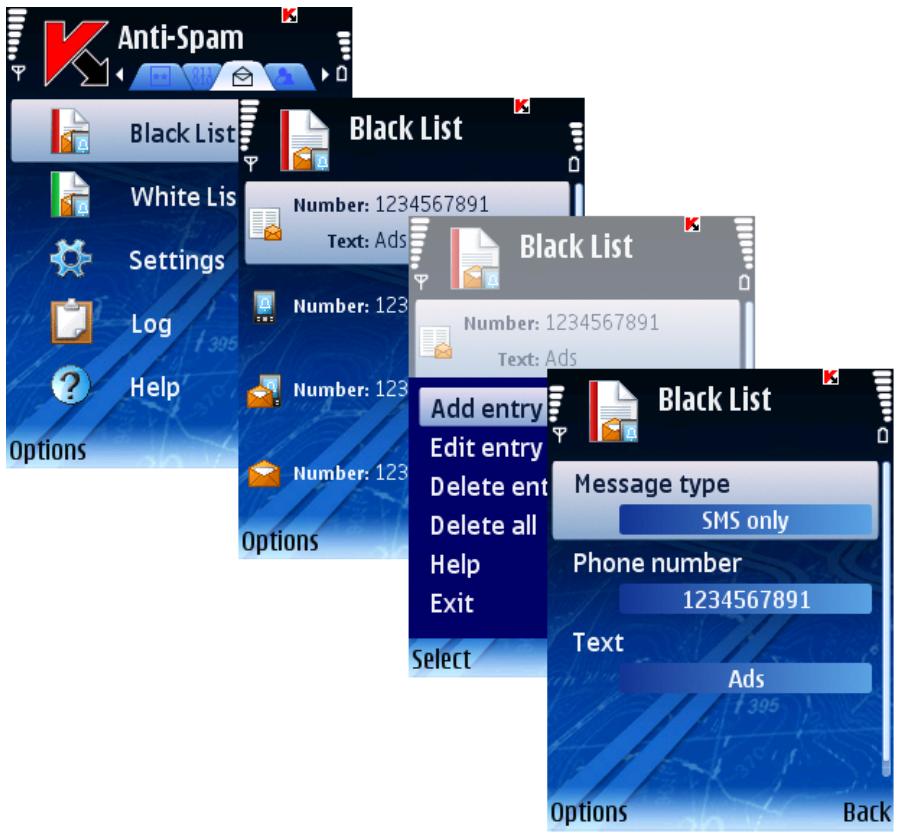KASPERSKY LAB MOBILE SECURITY 8.0 - ADDING A NEW ENTRY - 1