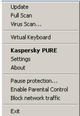 KASPERSKY LAB PURE 9.1 - CONTEXT MENU - 1