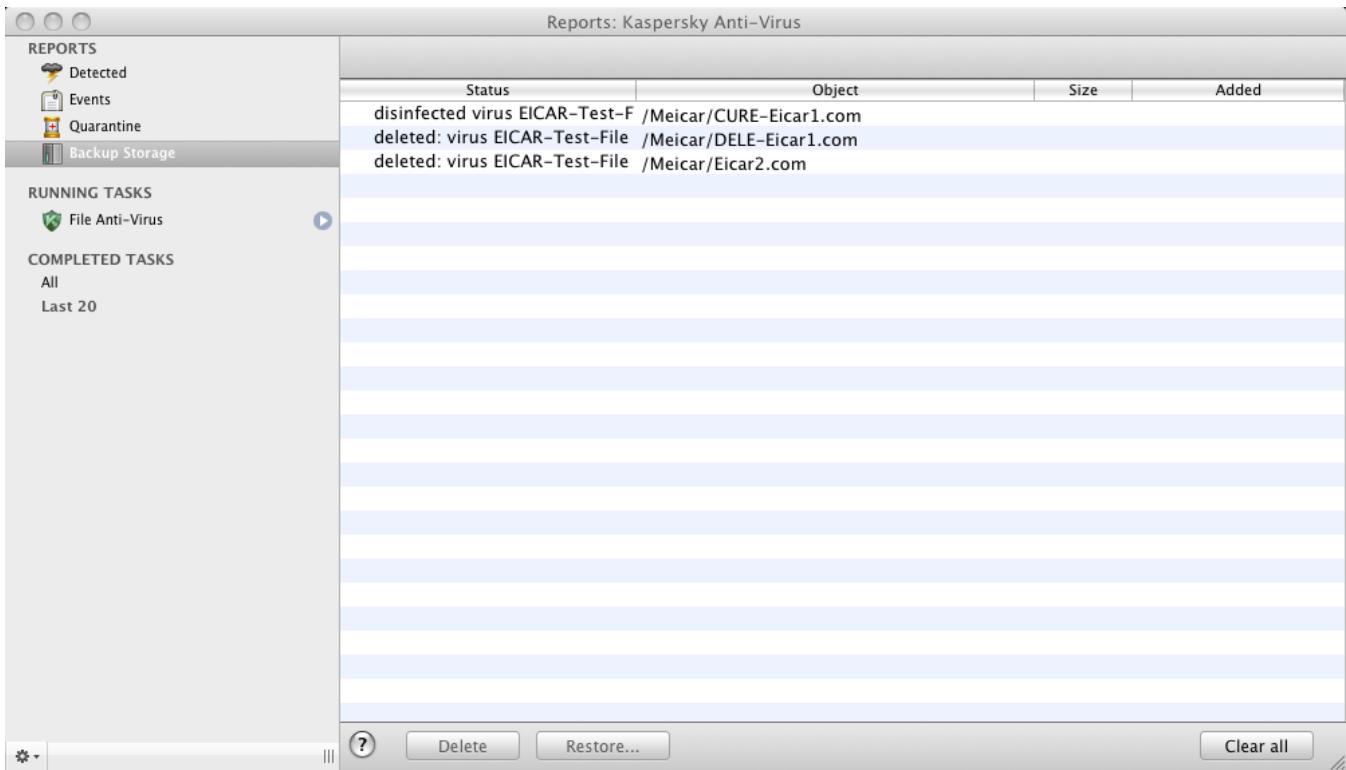 KASPERSKY LAB ANTI-VIRUS 2011 V8.0.4 - ACTIONS ON BACKUP COPIES - 1