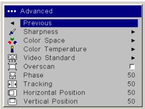 ASK PROXIMA C450 - Adjust horizontal or vertical position in Picture>Advanced menu - 1