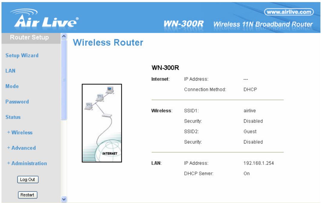 AIRLIVE WN-300R - Home Screen - 1