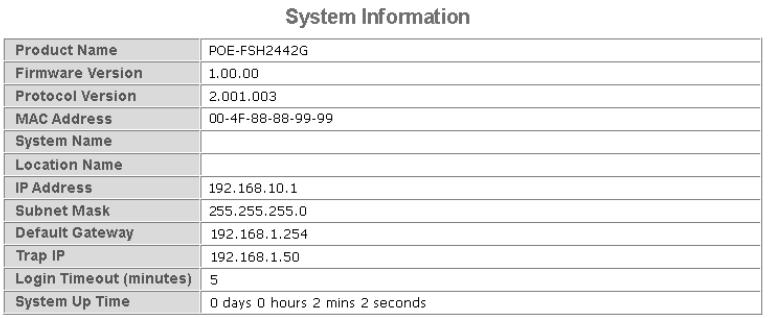 AIRLIVE POE-FSH2442G - System Information - 1