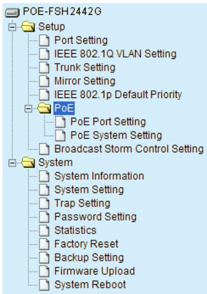 AIRLIVE POE-FSH2442G - Configuration Menu - 1