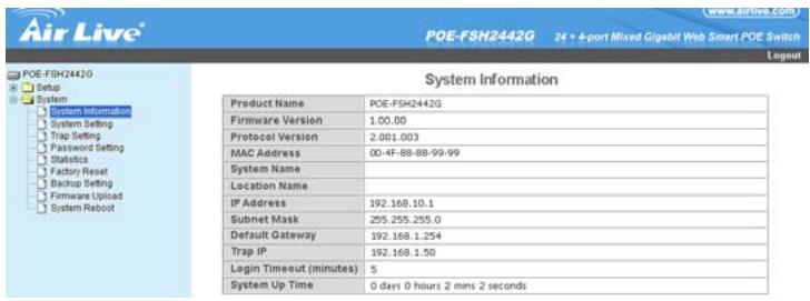 AIRLIVE POE-FSH2442G - Login - 3