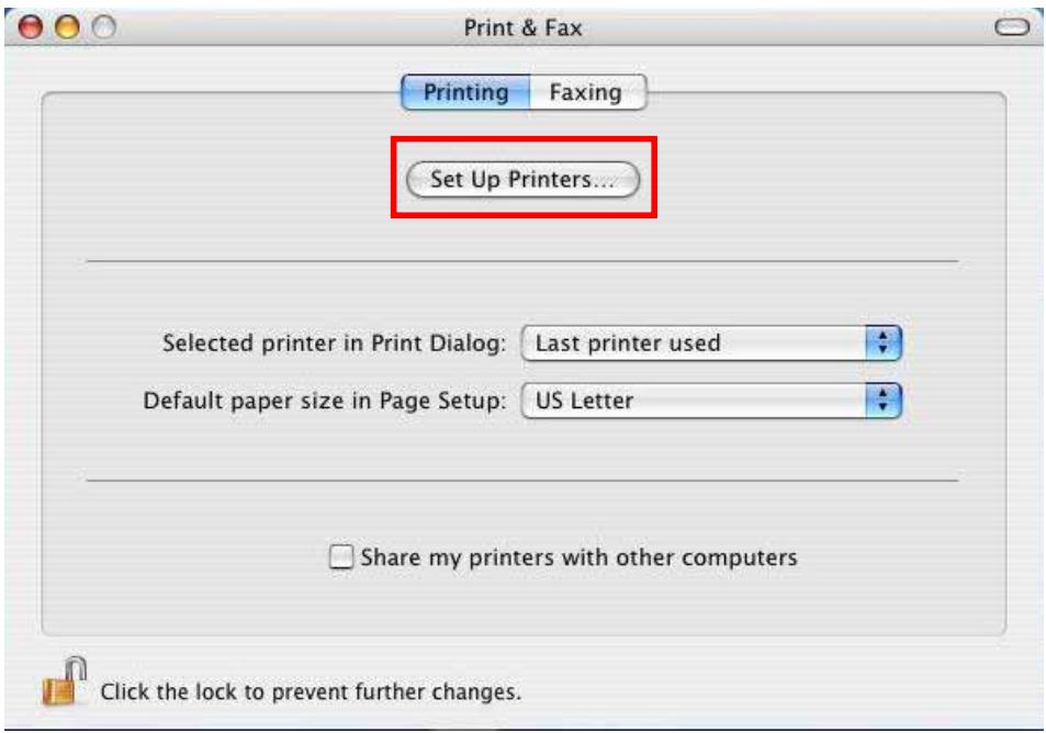 AIRLIVE WFP-151U - From the "Print &amp; Fax" screen, click "Set Up Printers...". - 1
