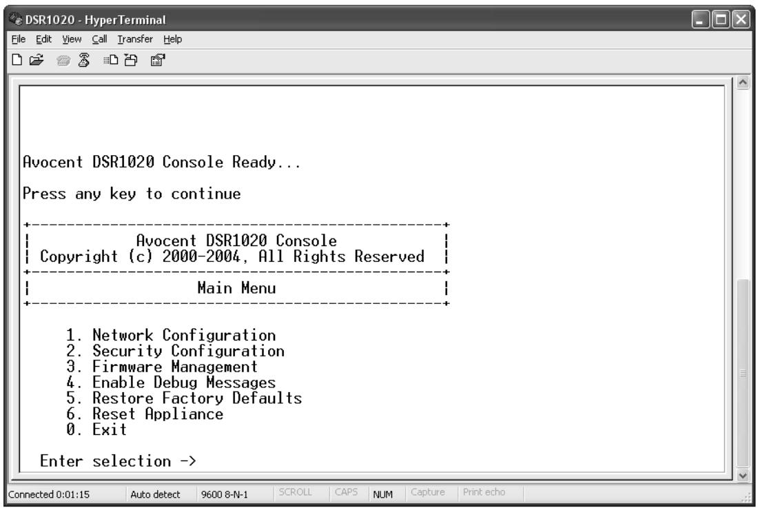 DAXTEN DSR SWITCH - To configure network settings using the Console menu: - 1