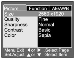 GENUIS P533 - CHANGING THE PRESET CONDITIONS (IN CAPTURE MODE) - 1