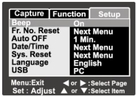 GENUIS P635 - Setup Menu (In Photography Mode) - 1