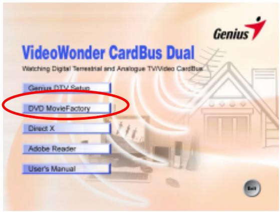 GENUIS VIDEOWONDER CARDBUS DUAL - Installation of DVD MovieFactory - 1