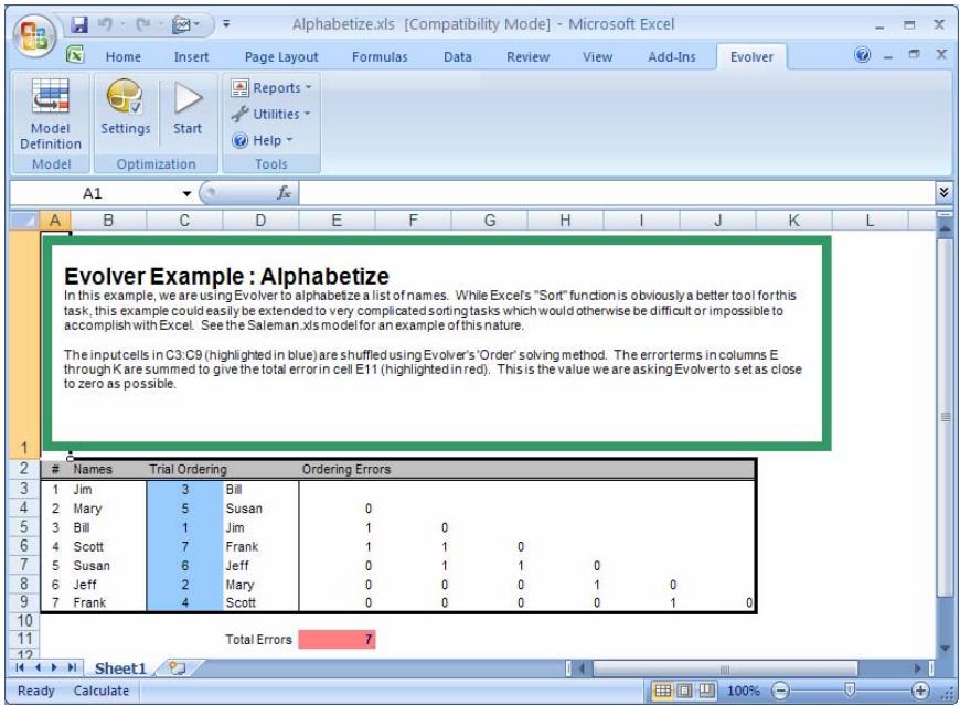 PALISADE EVOLVER 5.5 - Alphabetize - 1