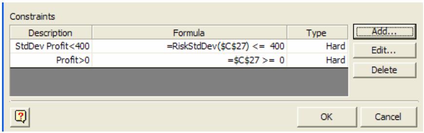 PALISADE EVOLVER 5.5 - Constraints - 1