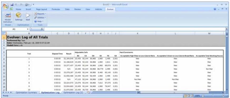 PALISADE EVOLVER 5.5 - Displays stopping options for the optimization - 3