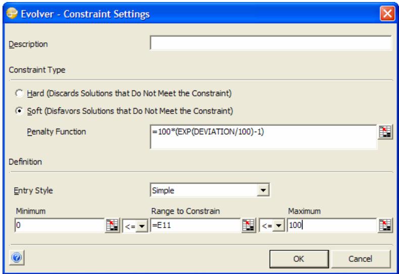 PALISADE EVOLVER 5.5 - Entering a Penalty Function - 1