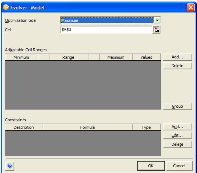 PALISADE EVOLVER 5.5 - The Evolver Model Dialog - 1