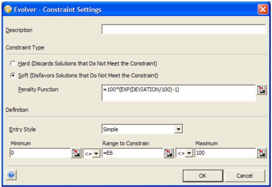PALISADE EVOLVER 5.5 - Soft Constraints - 1