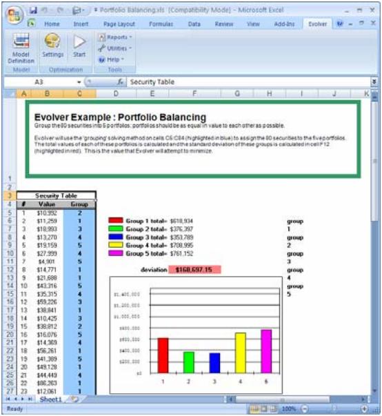 PALISADE EVOLVER 5.5 - Portfolio Balancing - 1