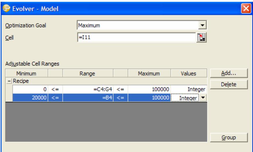 PALISADE EVOLVER 5.5 - Adding Adjustable Cell Ranges - 2