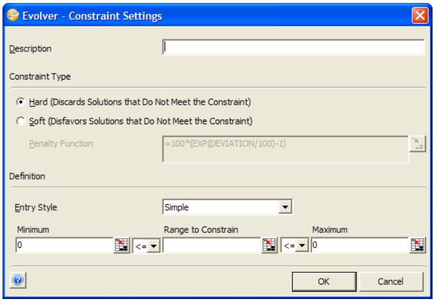 PALISADE EVOLVER 5.5 - Add - Adding Constraints - 1