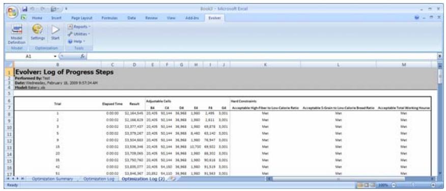 PALISADE EVOLVER 5.5 - Displays stopping options for the optimization - 4
