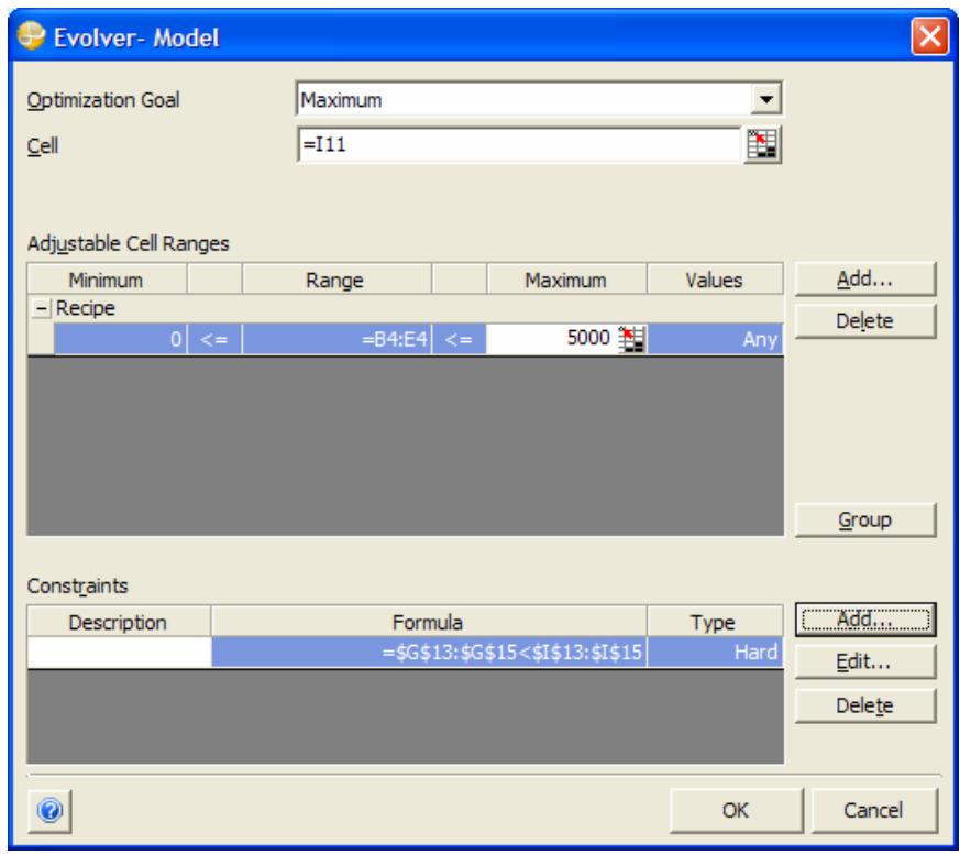 PALISADE EVOLVER 5.5 - Range Constraints - 1