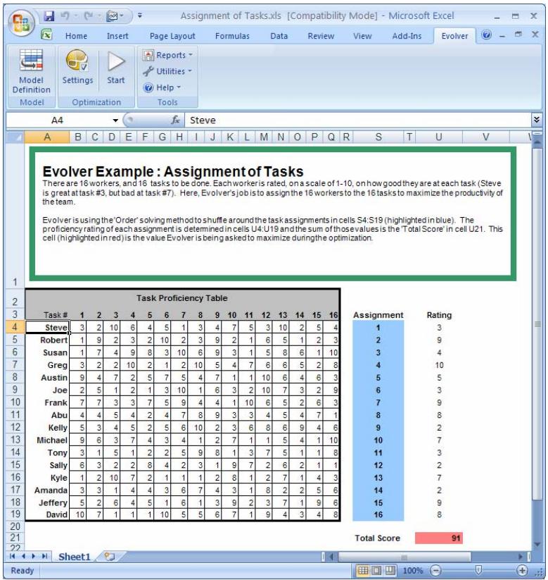 PALISADE EVOLVER 5.5 - Assignment of Tasks - 1