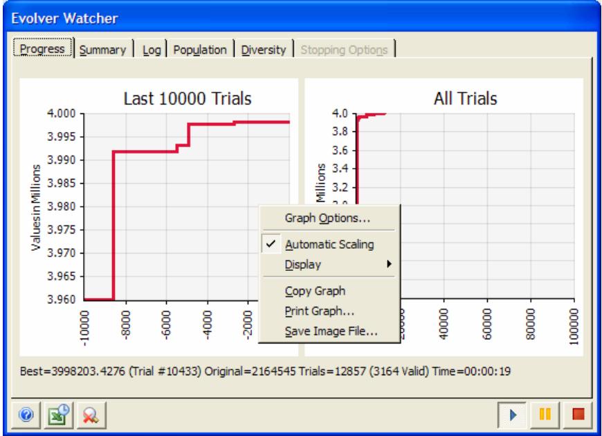 PALISADE EVOLVER 5.5 - Displays progress graphs for target cell value - 6
