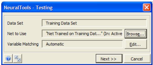 PALISADE NEURALTOOLS 5.5 - Specifies settings for testing a trained neural network and runs the testing - 1