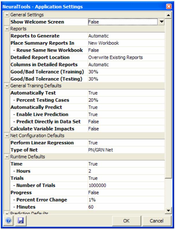 PALISADE NEURALTOOLS 5.5 - Specifies settings for reports for training, testing and prediction - 1
