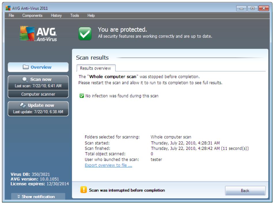 GRISOFT ANTI-VIRUS 2011 - Results Overview Tab - 1