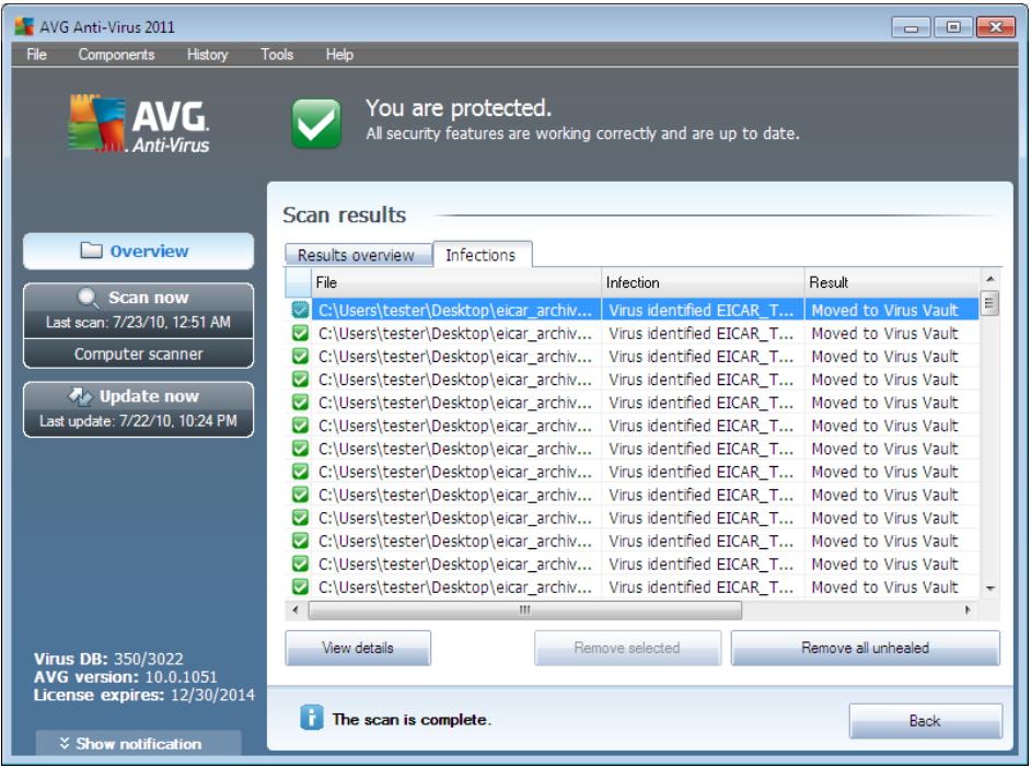 GRISOFT ANTI-VIRUS 2011 - Infections Tab - 1