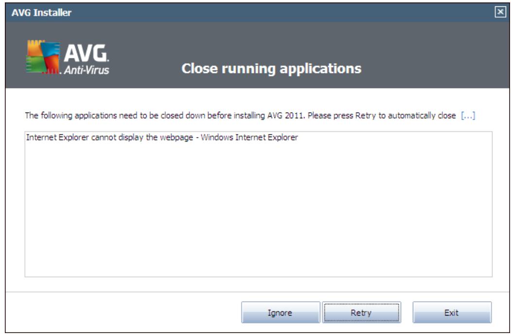 GRISOFT ANTI-VIRUS 2011 - Close running applications - 1