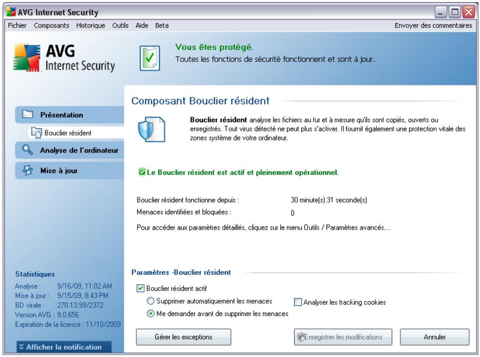 GRISOFT AVG 9 ANTI-VIRUS - Interface du bouclier résident - 1