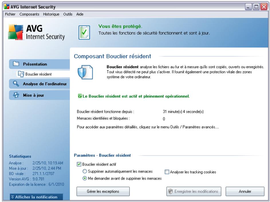 GRISOFT AVG 9 ANTI-VIRUS PLUS PARE-FEU - Interface du bouclier résident - 1