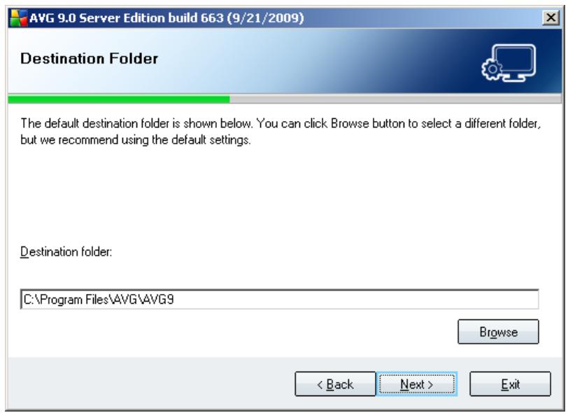 GRISOFT AVG 9.0 FILE SERVER - Custom Installation - Destination Folder - 1
