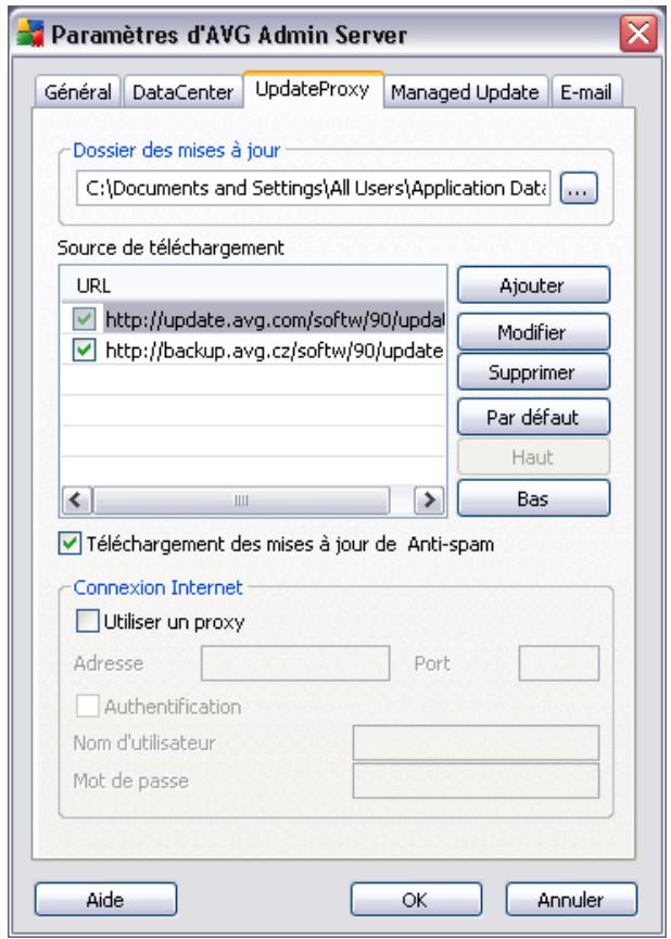 GRISOFT AVG 9.0 INTERNET SECURITY EDITION ENTREPRISE - Onglet mettre à jour le serveur proxy - 1