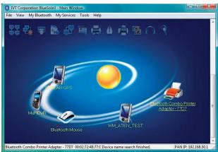 DCI Connection Bluetooth - Main Window File View My Bluetooth My Services Tools Help Bluetooth My iPhone Bluetooth Mouse Bluetooth Condor Porter Adapter 7707 00:02:24:87:11 Device name search finished Bluetooth Condor Porter Adapter 7707 WIN IP: 352.168.501