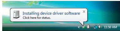 Installing device driver software Click here for status.