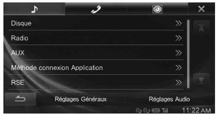 ALPINE INE-W990BT - Utilisation du menu réglages de la source - 1