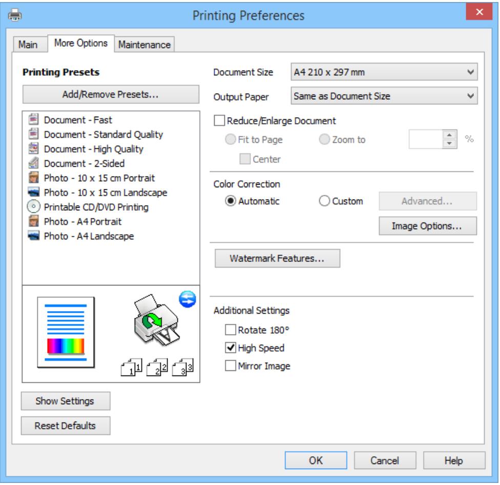 EPSON XP 760 - More Options Tab - 1